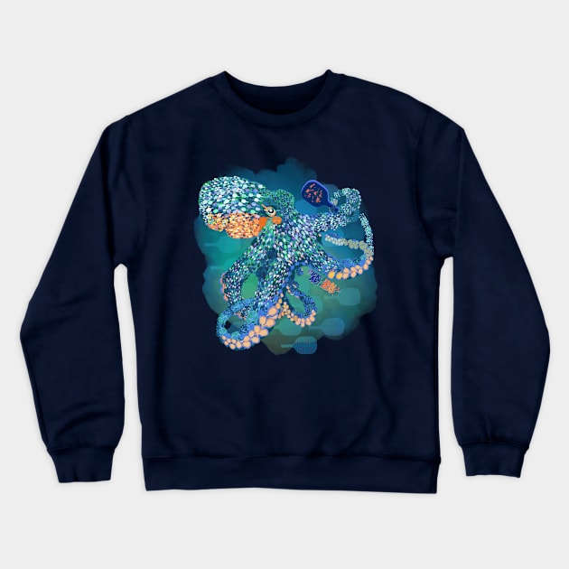 Pickleball octopus is well armed. By Pickleball ARTwear Crewneck Sweatshirt by Pickleball ARTwear 